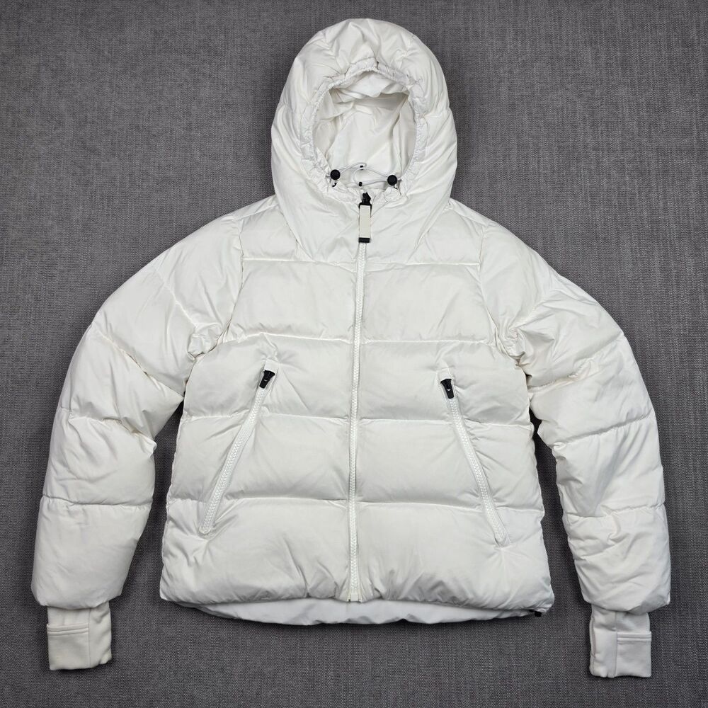 Athleta Snow 800 Fill Down Women Hooded Puffer Jacket Quilted Full Zip Coat XS